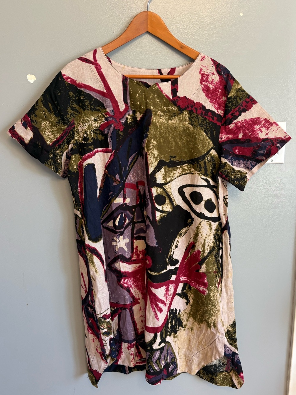Abstract Print Short Sleeve Tunic - Multi Color